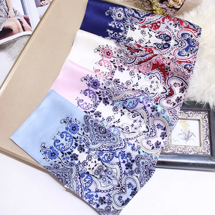 Wholesale summer women nature silk scarves soft floral printed square custom fashion new silk scarf from china