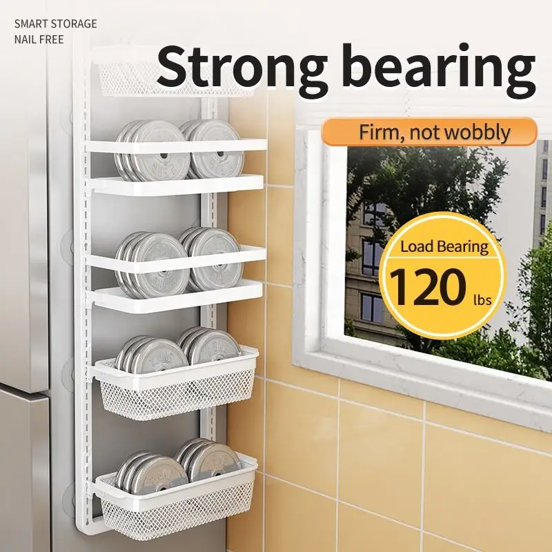 Wholesale 3 tier metal space saving wall mount adjustable hanging baskets spices rack shelf organizer kitchen for refrigerator