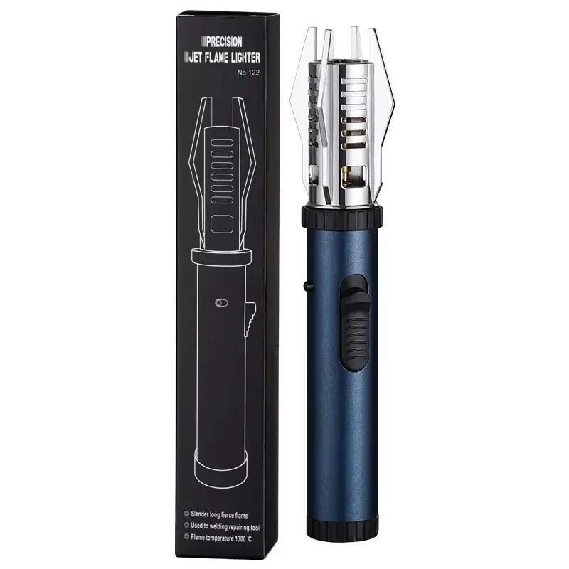 New Powerful Red Flame Torch Lighter Adjustable Rotatable Jet Flame Refillable Long Pen Lighter