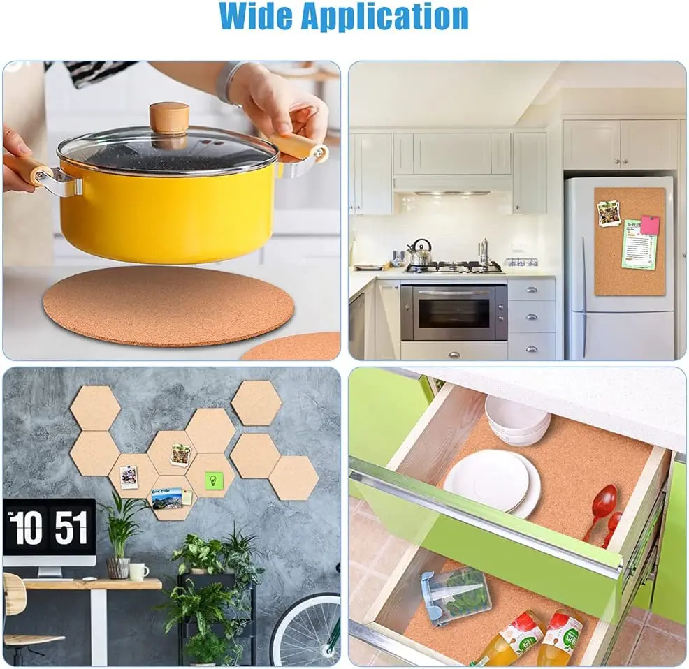 1mm Thick Adhesive Cork Roll Liner Insulation Cork Roll for Bulletin Board Coasters Door Signs and Floor Wall Decors