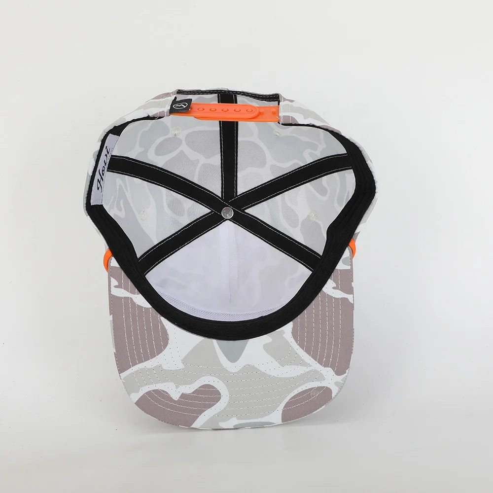 High Quality Wholesale Custom Design Logo 5 Panel Sport Rope Hat,Camo Polyester Flat Brim Gorras,Embroidery Patch Snapback Cap