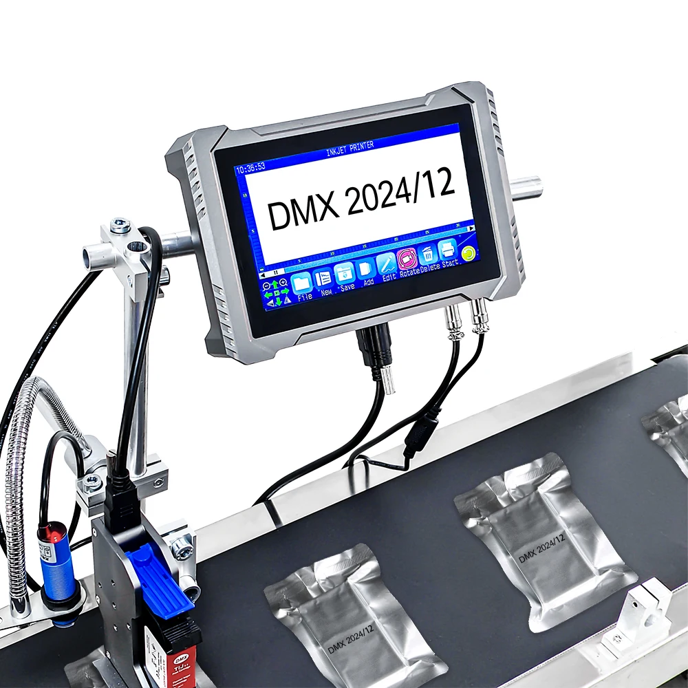 DM 7 Inch Touch Screen Online Inkjet Printer Factory Assembly Line Date Coding Inkjet Printing Industrial Paper Sticker Printers