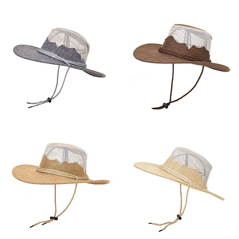 Unisex Linen Bucket Straw Hat Custom Logo Sunhat Beach Cowboy Cap Factory Price with Excellent Quality