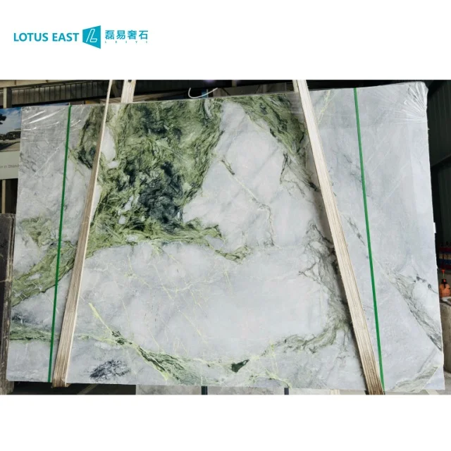 Natural marble stone polished slab Jade green marble  slab tile for interior decoration