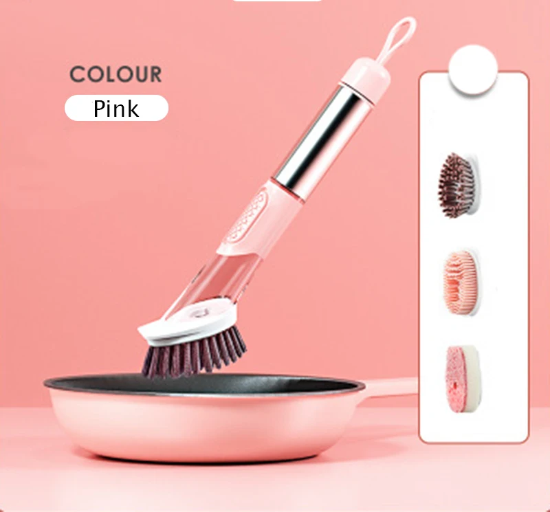 Brush Pot Kitchen Long Handle Cleaning Brush Remove Oil Household Sponge Wash Dishes Brush