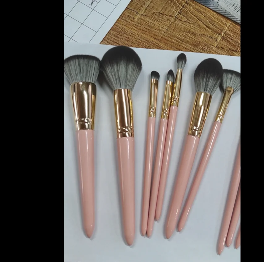 GRACEDO 10pcs pink unique makeup brush corn silk soft brush hair new fashion customize logo factory wholesale makeup brush set