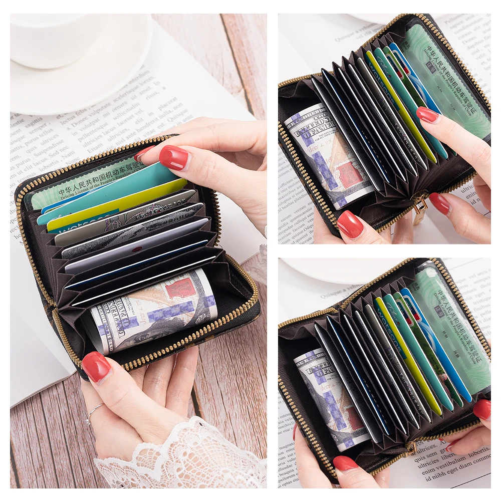 2022 PU держатель для карт короткий секционный многопозиционный органайзер для карт женская сумка для кредитных карт из воловьей кожи