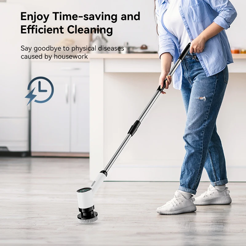 Home 360 Degree Regulate 7-In-1 Cordless Long Handle Detachable Adjustable Electric Spin telescopic washing brush for cleaning