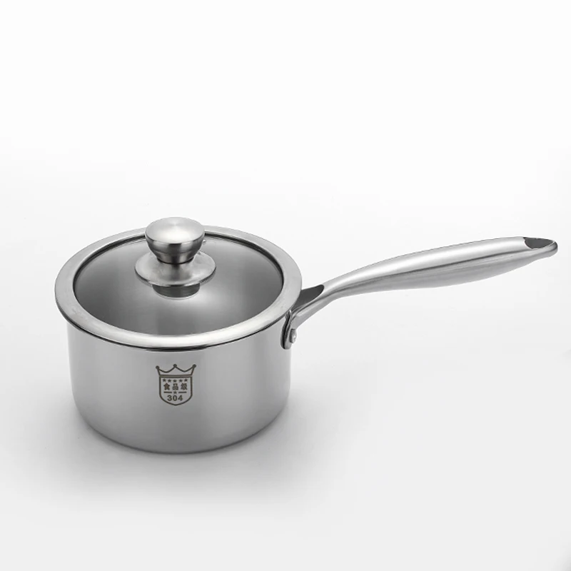Amazon Supplier Kitchen Boiler Pots High Quality 304 Stainless Steel Milk Pot with Glass Lid