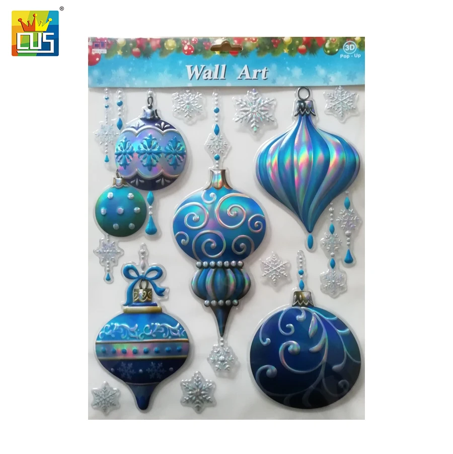 Hot Selling Embossed Balls 3D Wall Sticker Decoration for Christmas
