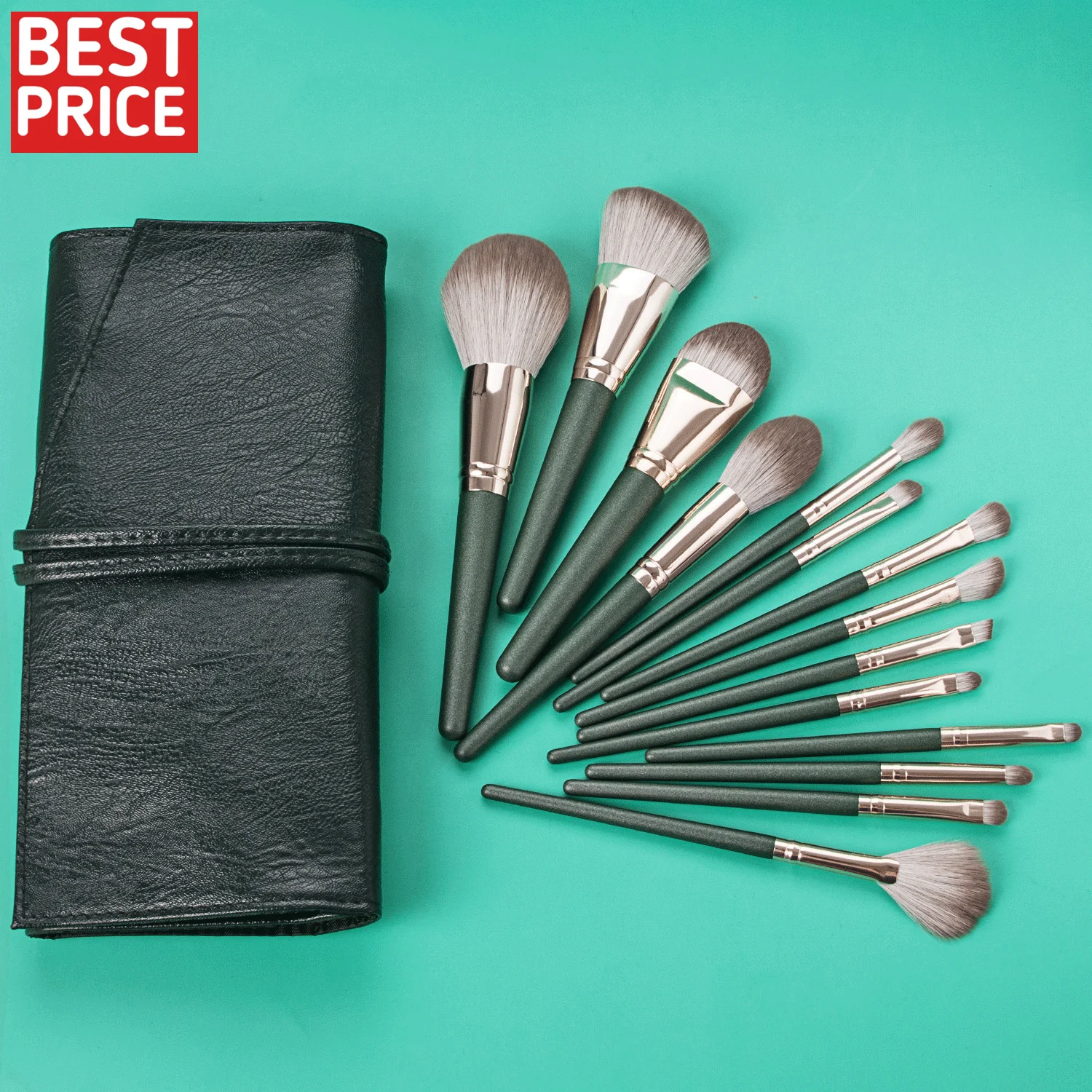 Professional Makeup Brushes Set 14pcs Green Eyeshadow Blending Powder Foundation Eyebrow Brushes Face Eye Cosmetic Tools