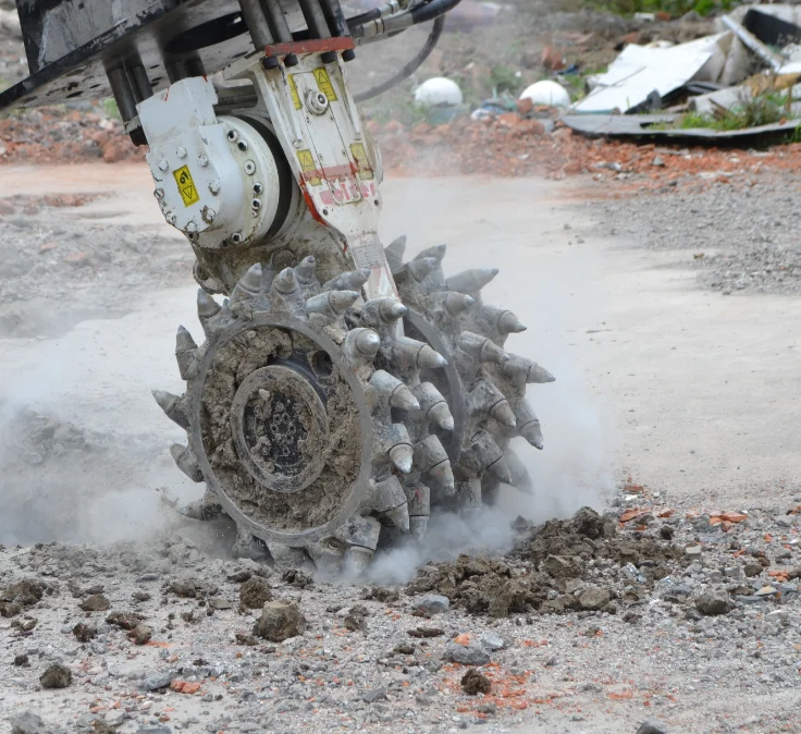 Low Noise Breaking And Demolition Machine For 30-40 Ton Excavators Rotary Drum Cutter