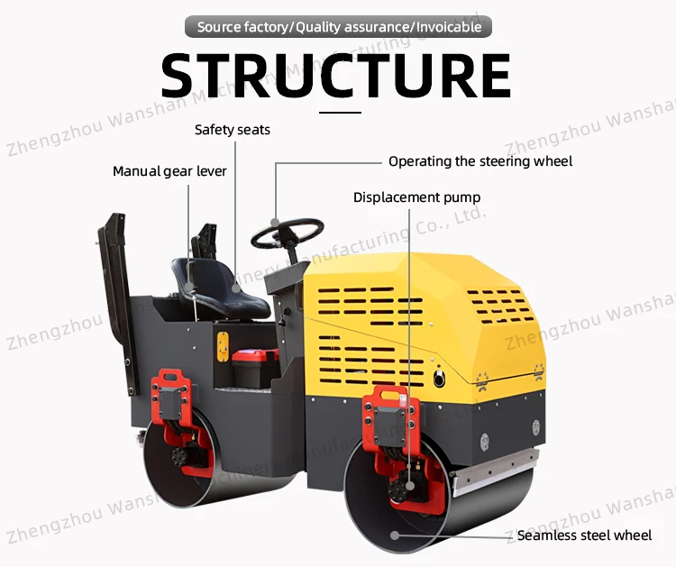 Double Drum Asphalt Concrete Small Vibratory Road Roller For Road Construction Machines