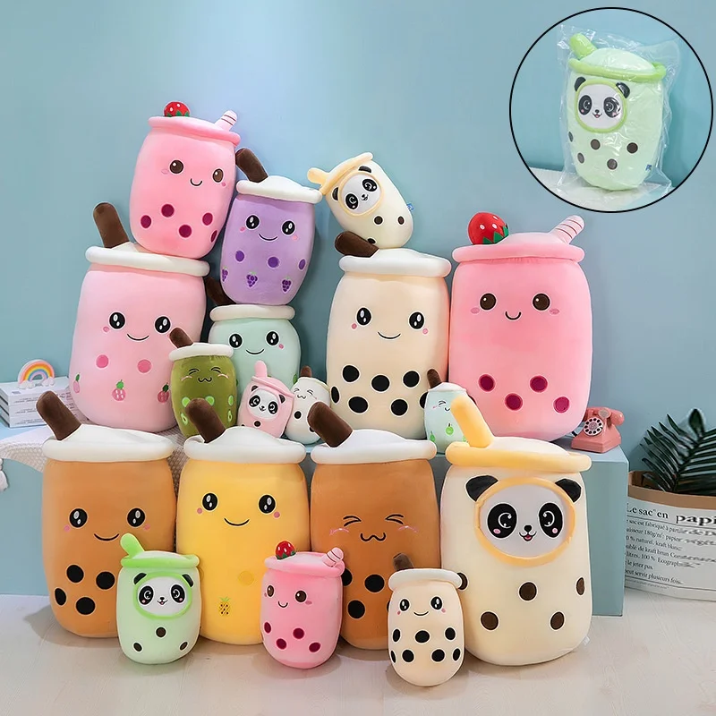 New Adorable Cuddle Soft Cuddle Boba Stuffed Animal Shark Bear Kawaii Soft Squish Bubble Tea Plush Toy