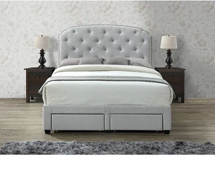 Tufted Upholstered Panel Storage Bed Fabric bed/Free Sample Fabric Headboard Queen Double Upholstery Bedroom