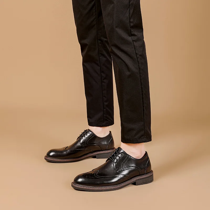2021 hight quality brown black leather genuine 100% Premium  Leather Industrial leather shoes