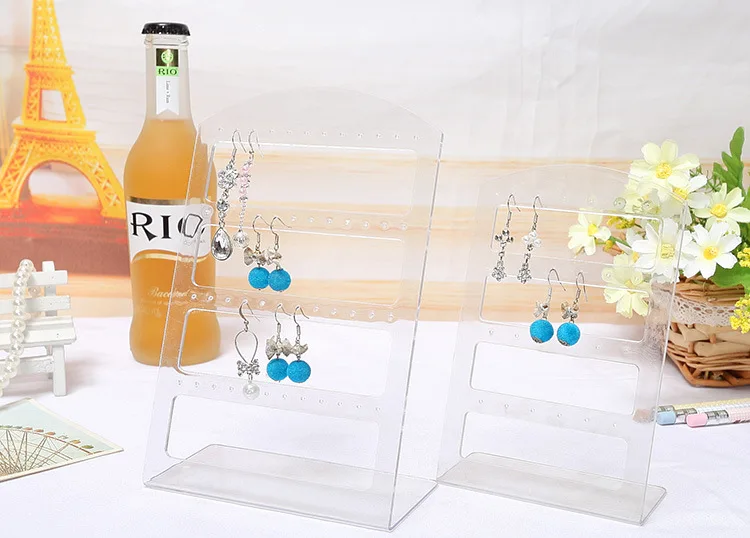 Wholesale 72 Holes Large Plastic Jewel Display Rack Black White Portable Jewelry Holder Showcase Storage Stand For Earrings