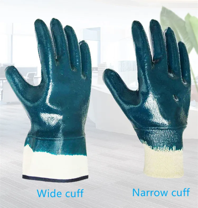 China Supplier Wholesale Heavy Duty Nitrile Blue Coated Gloves Oil And Gas Resistant Safety gloves