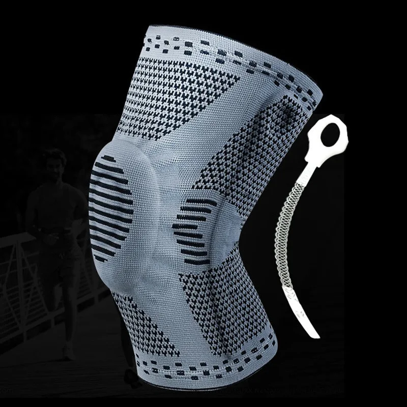 Advanced Nylon Knee Compression Support Brace Sleeve Protector with Silicon Pads for Fitness Sports Gym Exercise Weightlifting