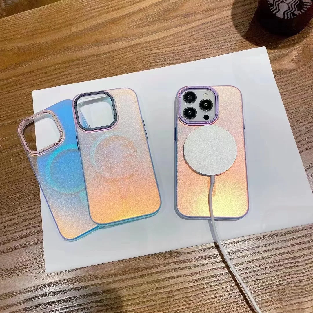 for Apple for iPhone 14 magnetic suction phone case 14Promax Laser 13 Metal Camera case Suitable for Apple