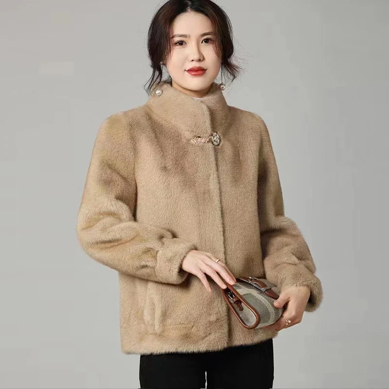 High Quality Factory Wholesale Supply Fashion Design Faux Mink Fur Coat For Ladies