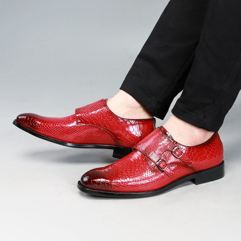 Big size 37-48 Casual PU Leather Brogue Penny Loafers Moccasins Slip-On Flats Handmade Monk Strap Dress Shoes 1905