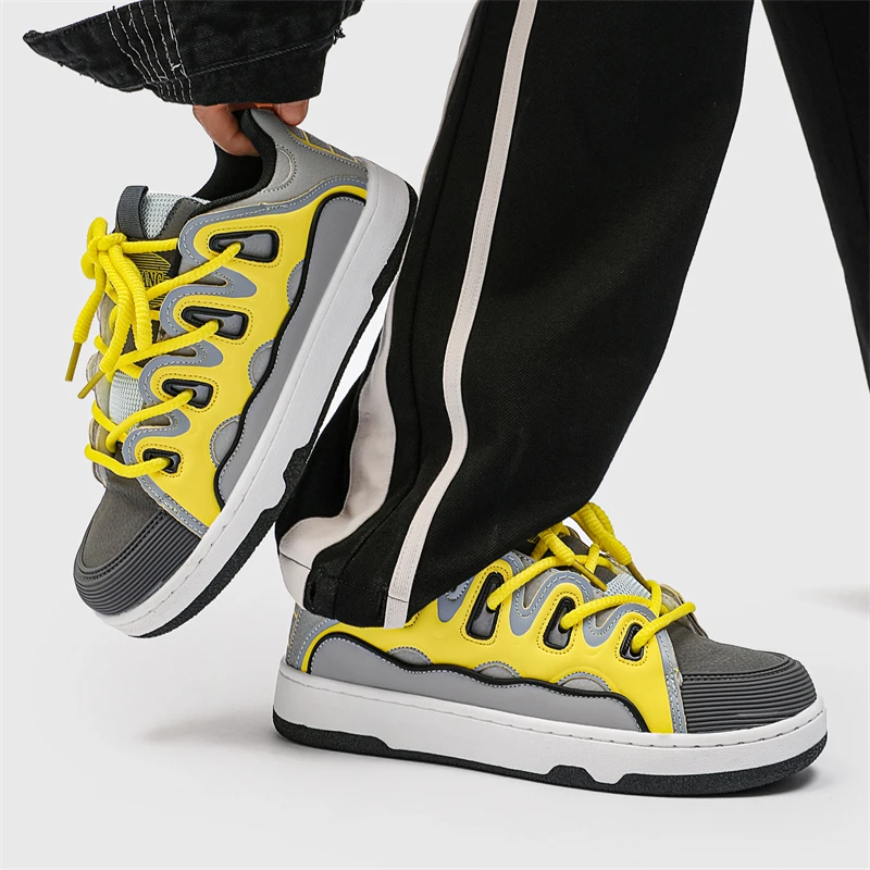 Custom Skateboarding Shoes Low Top Lace Up High Quality Logo Customize Men Chunky Thick Sole Casual Sneakers Man Platform Shoes