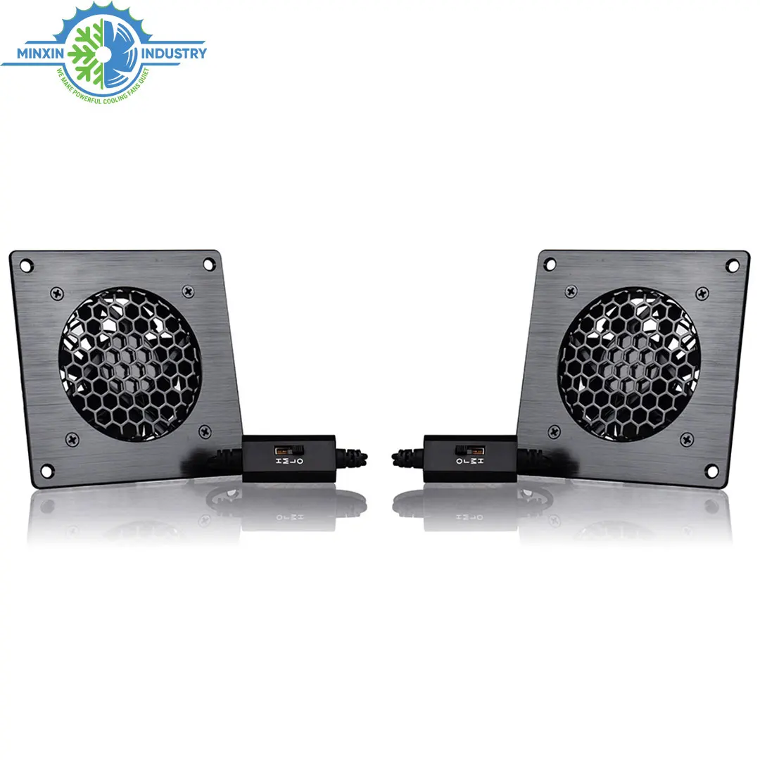 AC Infinity 4 Inch Dual Set 8025 DC 5Volt Axial Fan with Speed Control Cooling Fan with Plate for Gaming PC Cabinets