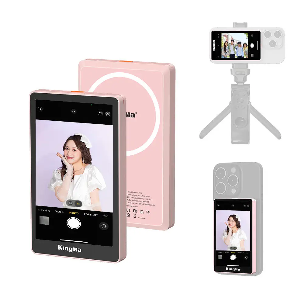 Upgraded Phone Vlogging monitor 4K 30fps video casting built-in Bluetooth remote Magnetic Rear Camera selfie monitor screen