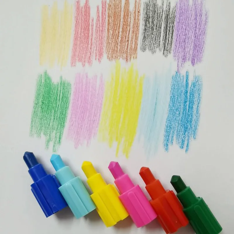 Kids Drawing Stationery PLastic  Stack Crayon,  Students Promotional Non-Toxic 12 Different Colors Detachable Pencil Crayon