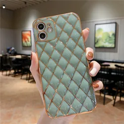 Electroplated Radium Carved 3D solid color rhombus TPU Cover Smart Phone Cases For Iphone Series