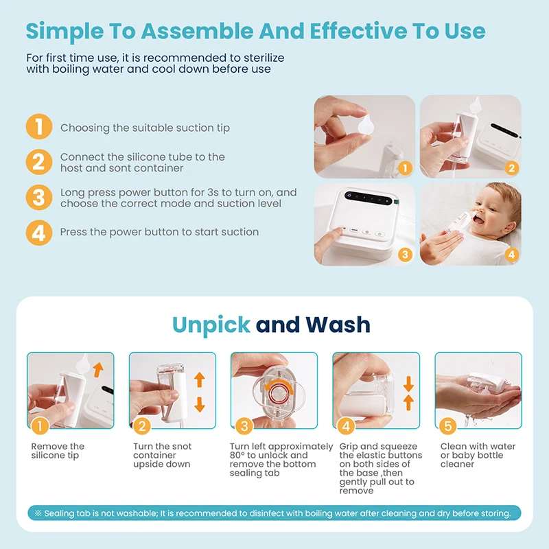 2024 Bpa Free Grade Snot Clean Sucker Vacuum Suction Cleaner Nose Cleaner Nasal Aspirator For Baby Removes Snot