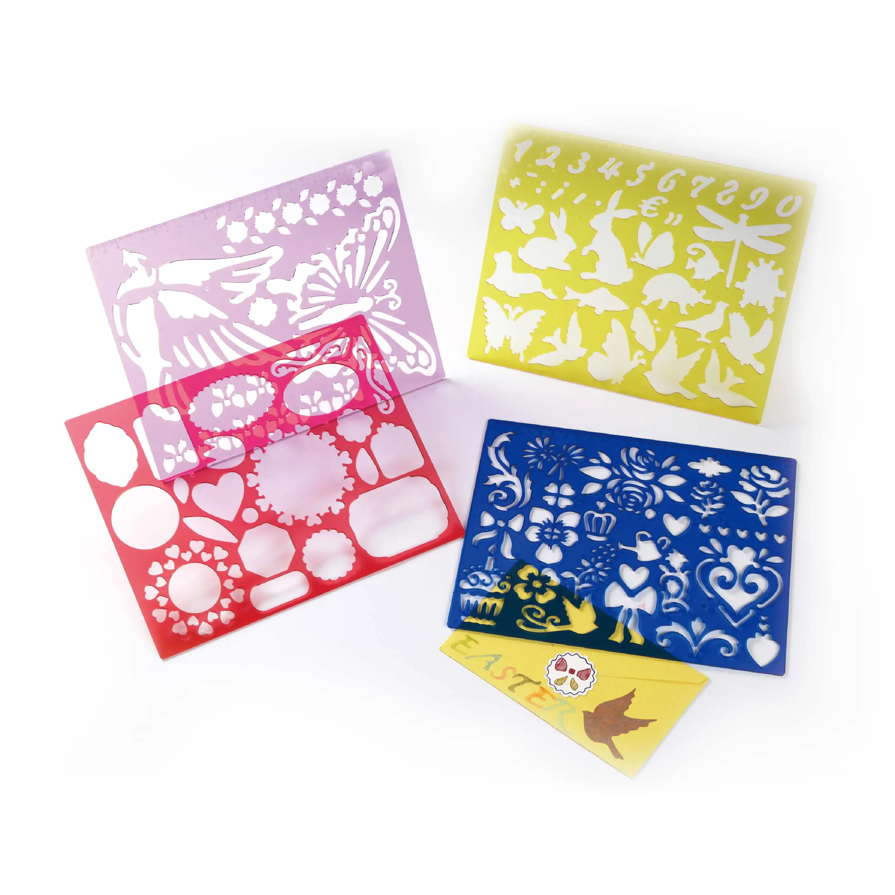 Plastic Drawing Stencils Set Painting Template for Kids Various Patterns Creativity Kit Arts and Crafts Happy Easter Set