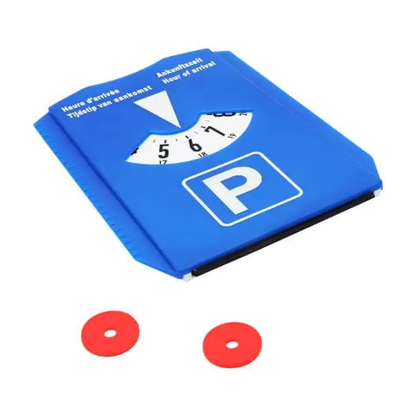 2 in 1 custom car plastic parking disc with ice scraper and shopping chips