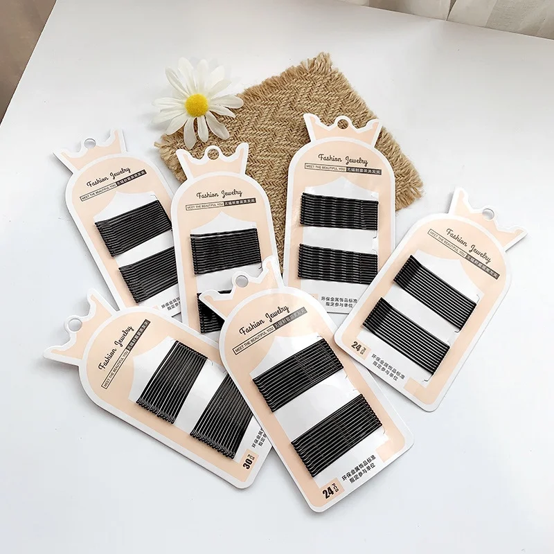 wholesale simple Black 5/6cm clip hair clip metal hairpins bobby pins wave hairpin set