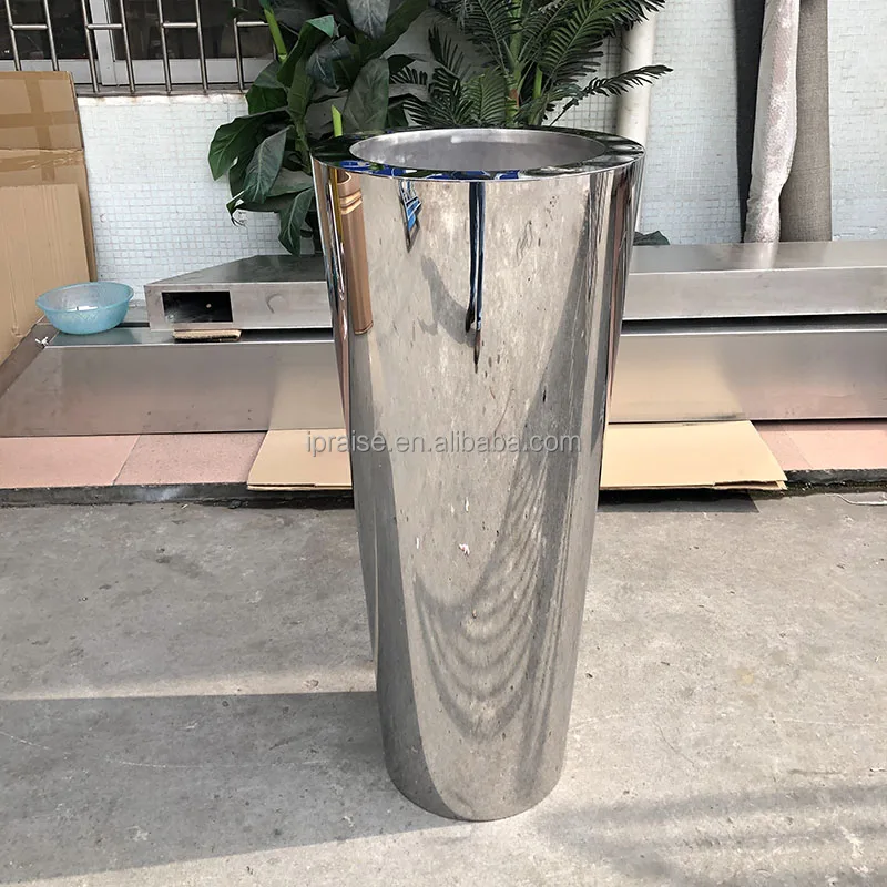 Metal 201 Stainless Steel Flower Plant Pot Mirror Cylinder Gold Flower Vase for Home Decor