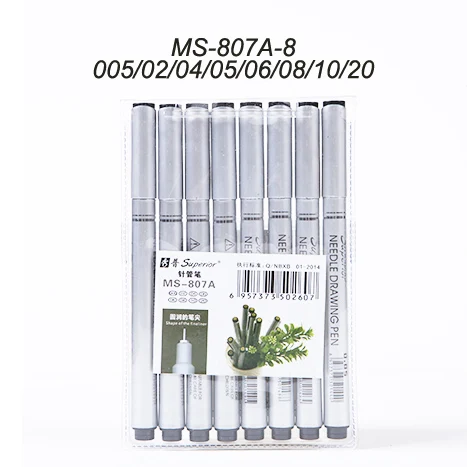 Superior Sliver Appearance Finliner Drawing Pen MS-807A 4pcs/8pcs/10pcs Set With Waterproof Pigment Ink