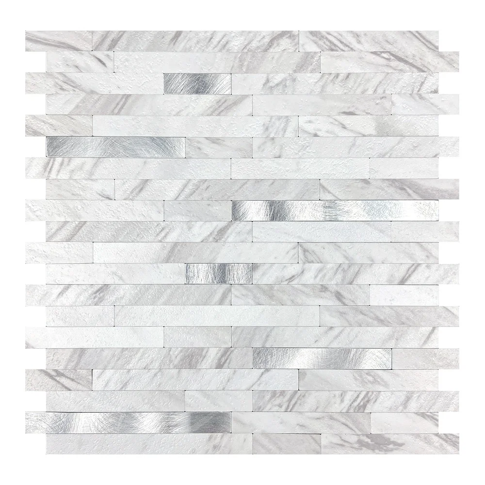 Vivid Tiles 12*12 inch Wear-Resistant self adhesive peel and stick white composite PVC tile waterproof for kitchen bathroom