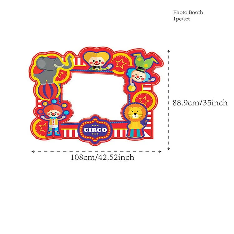 New Circus Theme Party Selfie Photobooth Photo Frame Props for Kids Birthday Party Eco-friendly Party Supplies Tableware