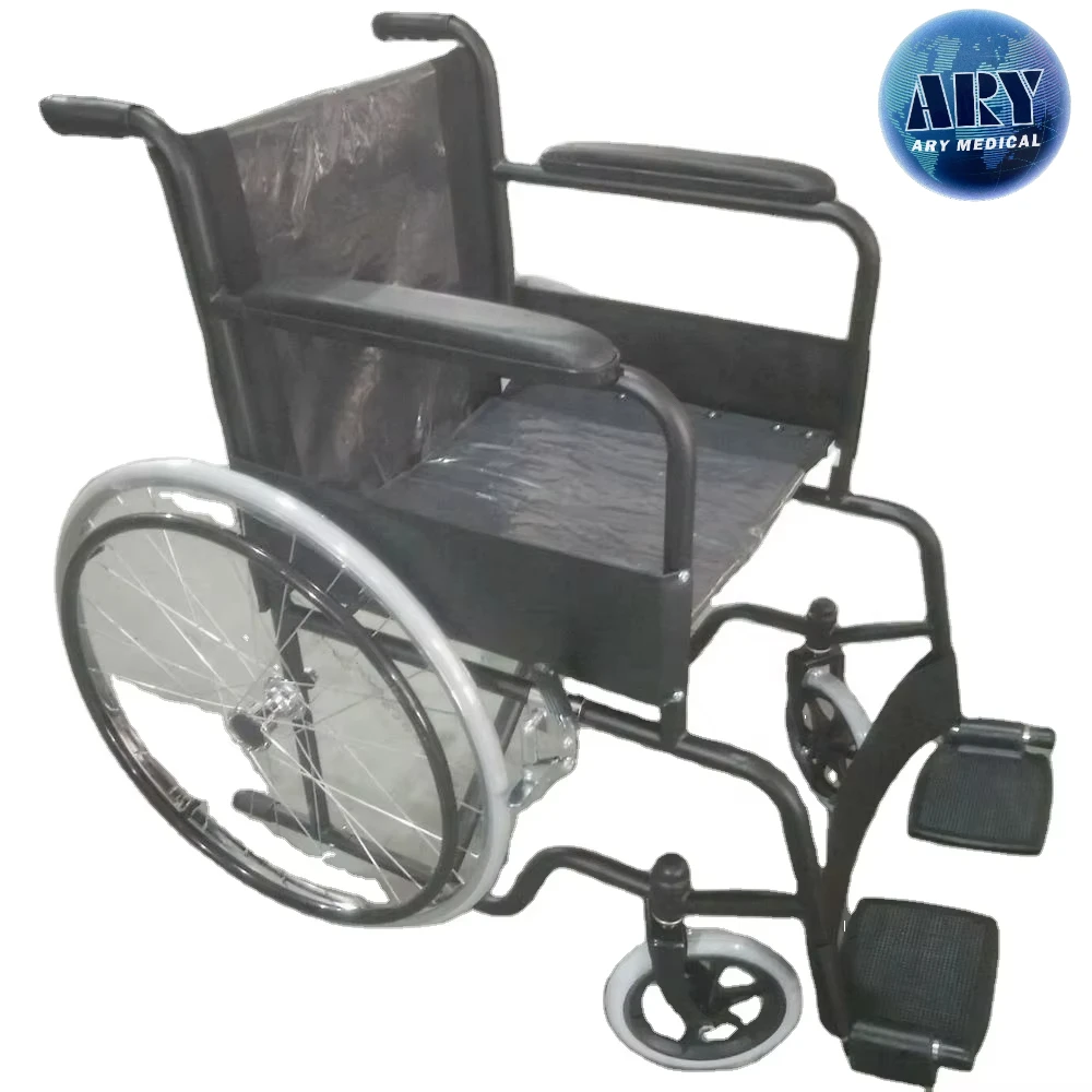 2024year Foshan Factory 809 Cheap Powder Coated Black Color Steel Manual Wheelchair