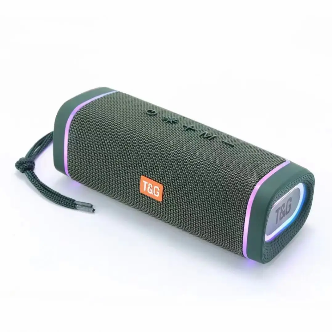 Wireless Woofer Hifi Bass Active Portable Outdoor Waterproof Fabric BT Speaker TG-375 RGB LED Colorful Light powerful speaker