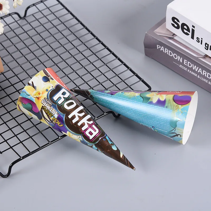 ice cream food packaging cone sleeves ice cream cone sleeve Custom disposable cone paper cup