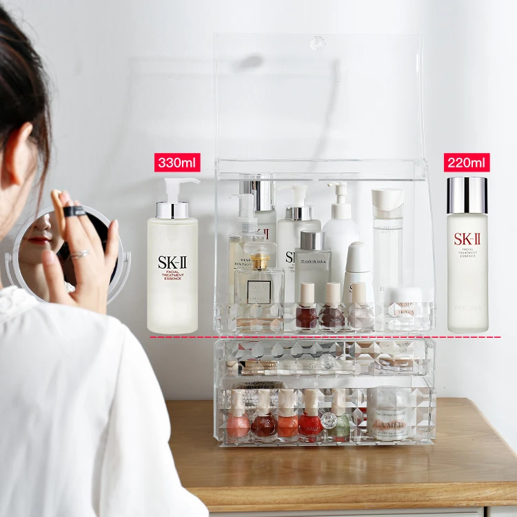 Multifunction Dustproof Four Drawer 3 Layers Display Acrylic Transparent Cosmetic Storage Box