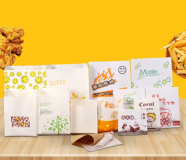 Custom Sandwich Grease Proof Triangle Bag Doughnut Snack L Shaped Double Open Bread Packaging Brown Kraft Paper Cookie