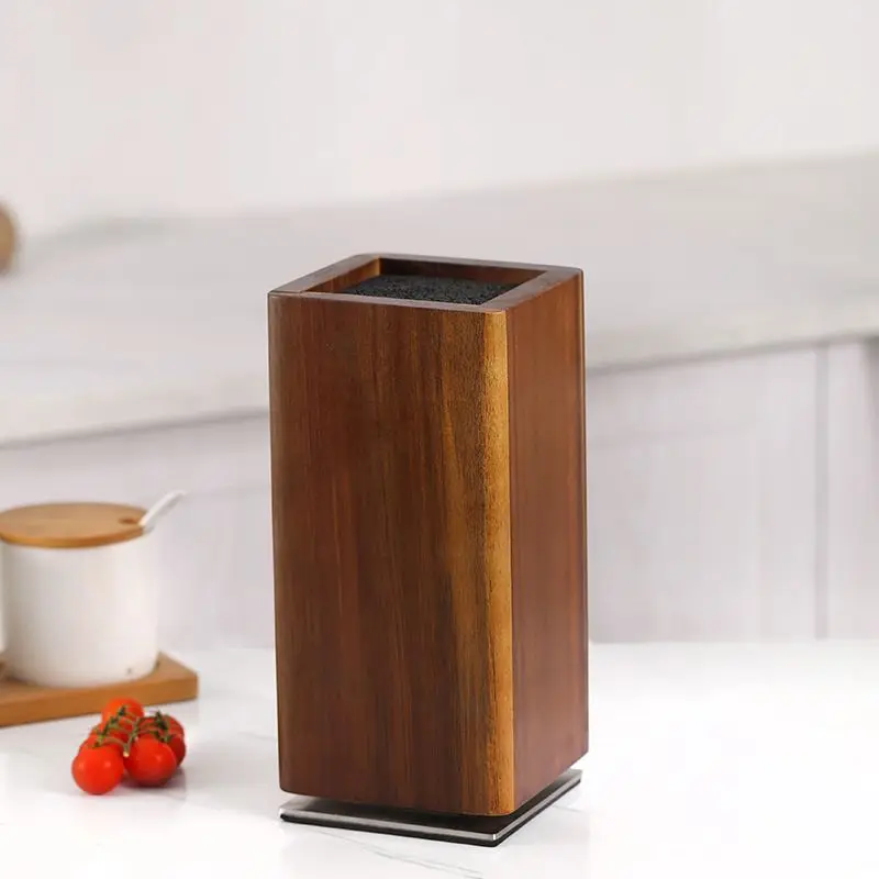 Acacia wood magnetic knife block for kitchen wooden knife holder
