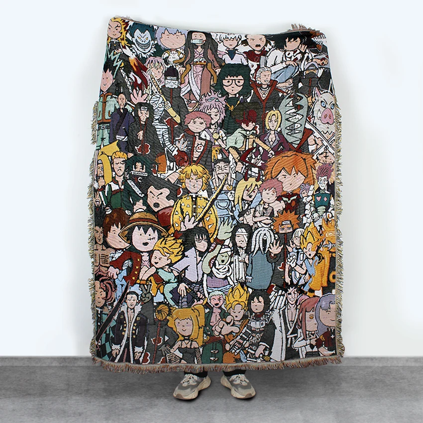 Индивидуальный дизайн 100% хлопок и полиэстер мультяшная нить красящая жаккардовая ткань для пикника Тканое одеяло с