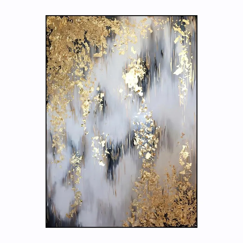 Modern Luxury Decorative Painting Living room Entrance Abstract Hanging Painting TV Background Wall Gold Foil Handmade Mural
