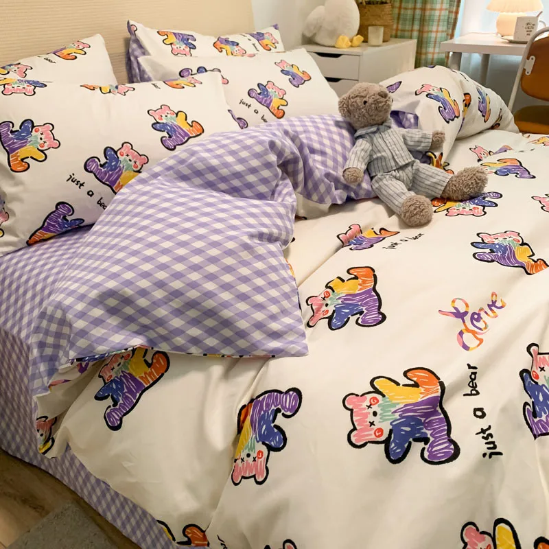 Net red style plus velvet cotton hotel bedsheet set cotton bedding duvet quilt