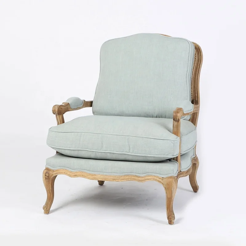 Hand carved cane back dining chair antique Wooden French Style cushion sofa/armchair(CH-300-Oak)