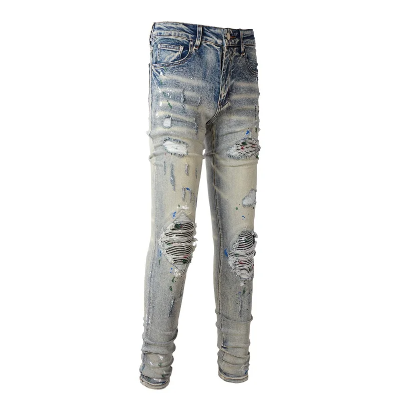 Wholesale Fashion Slim Fit Plus Size Ripped Men Jeans Pants 2023
